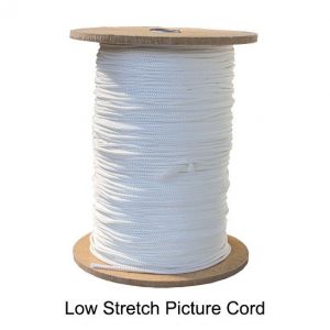 Low stretch picture frame cord