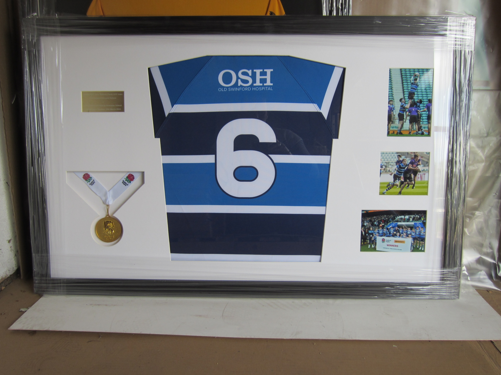 Rugby shirt medal and photo Midland Fine Framing